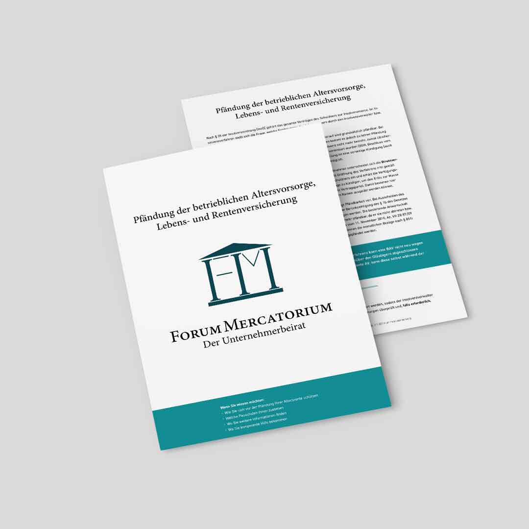PDF-Download zum Thema Pfändung der betrieblichen Altersvorsorge, Lebens- und Rentenversicherung
